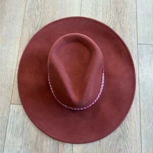 Western Cowgirl Boho Rust 100% Wool Wide Brim Hat